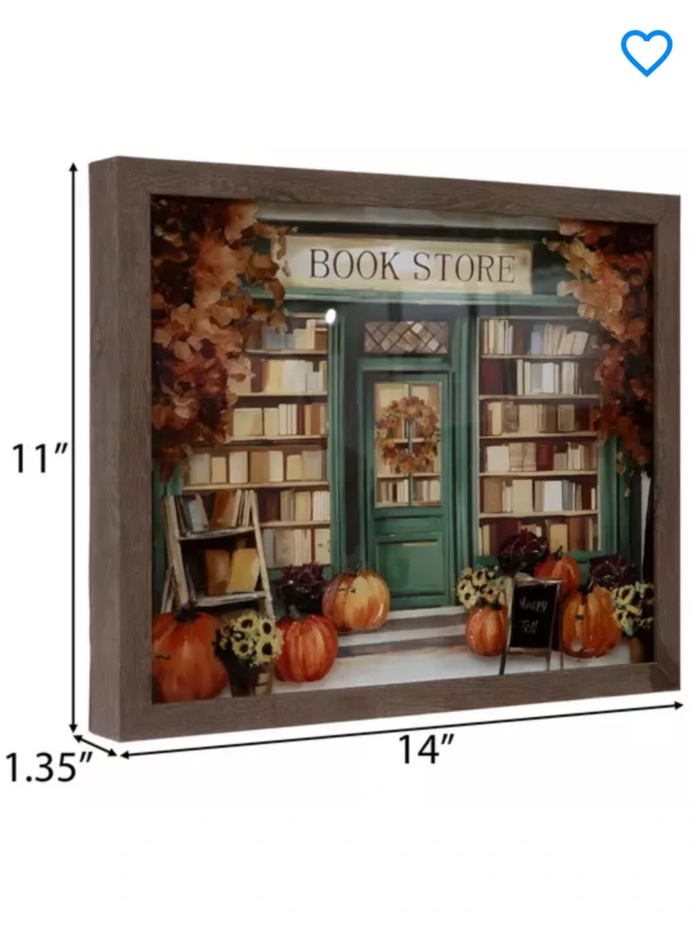 Hobby Lobby Framed Fall Bookstore Art - Green Door, Orange Pumpkins New! 2026